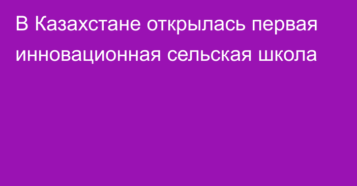 В Казахстане открылась первая инновационная сельская школа