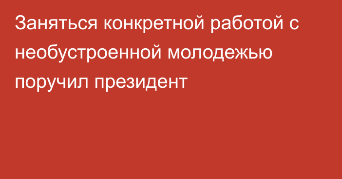 Заняться конкретной работой с необустроенной молодежью поручил президент