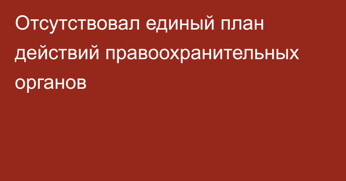 Отсутствовал единый план действий правоохранительных органов