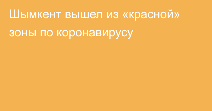 Шымкент вышел из «красной» зоны по коронавирусу