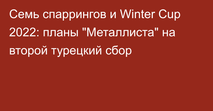 Семь спаррингов и Winter Cup 2022: планы 