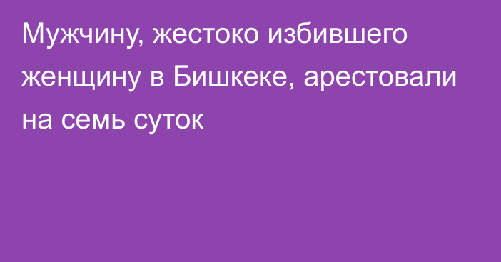 Мужчину, жестоко избившего женщину в Бишкеке, арестовали на семь суток