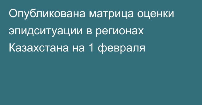 Опубликована матрица оценки эпидситуации в регионах Казахстана на 1 февраля