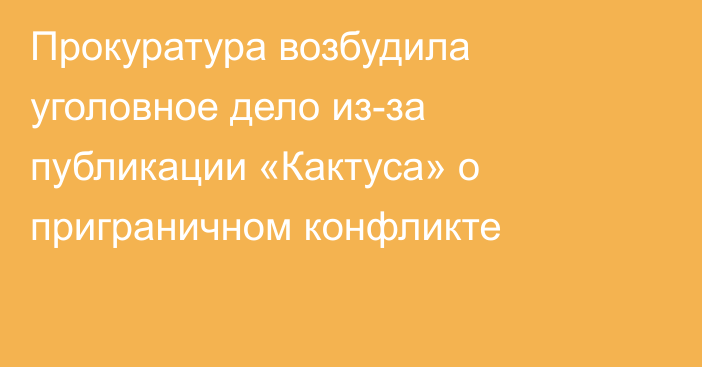 Прокуратура возбудила уголовное дело из-за публикации «Кактуса» о приграничном конфликте