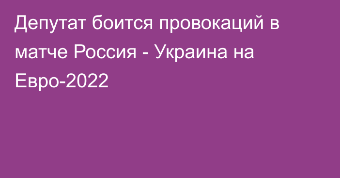 Депутат боится провокаций в матче Россия - Украина на Евро-2022