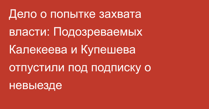 Дело о попытке захвата власти: Подозреваемых Калекеева и Купешева отпустили под подписку о невыезде