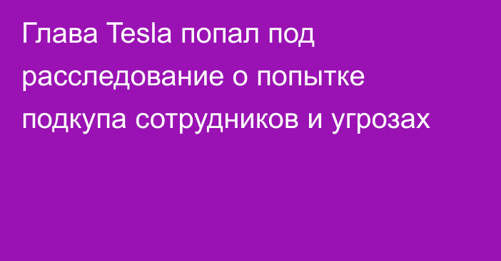 Глава Tesla попал под расследование о попытке подкупа сотрудников и угрозах