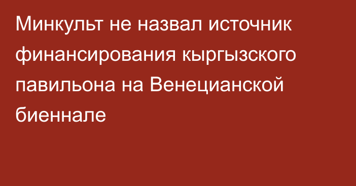 Минкульт не назвал источник финансирования кыргызского павильона на Венецианской биеннале