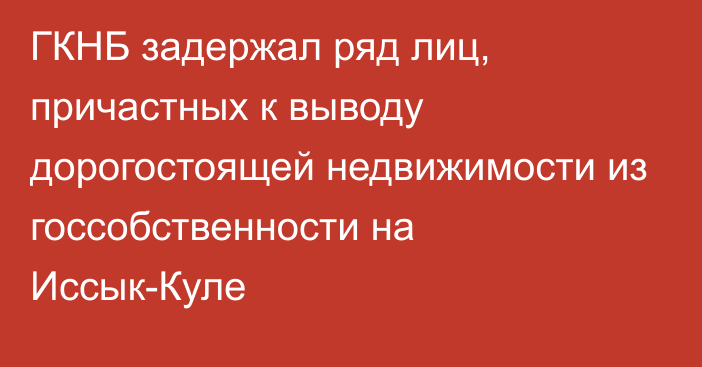 ГКНБ задержал ряд лиц, причастных к выводу дорогостоящей недвижимости из госсобственности на Иссык-Куле