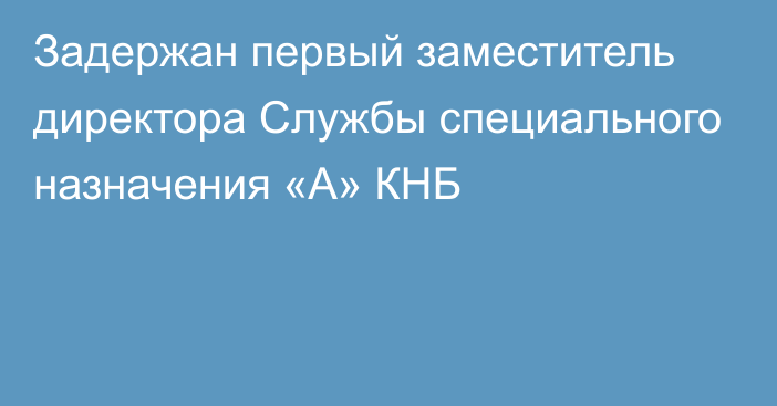 Задержан первый заместитель директора Службы специального назначения «А» КНБ