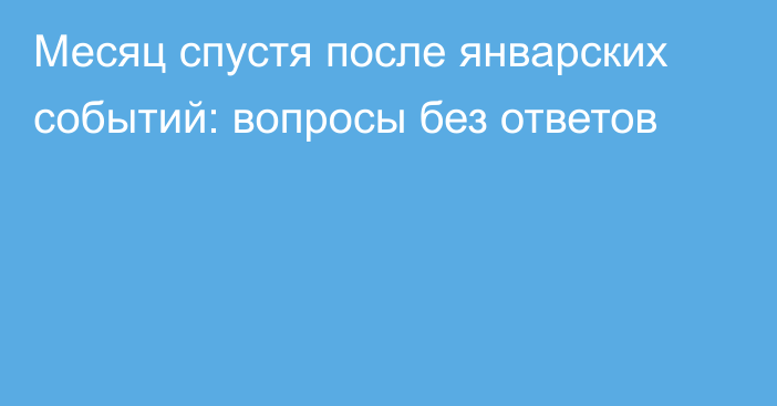 Месяц спустя после январских событий: вопросы без ответов