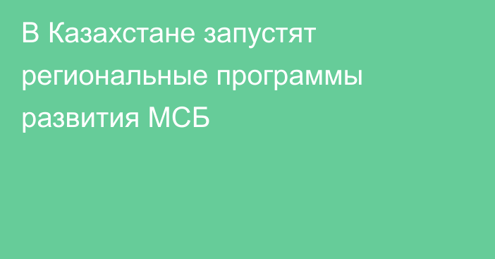 В Казахстане запустят региональные программы развития МСБ