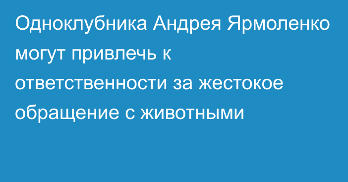 Одноклубника Андрея Ярмоленко могут привлечь к ответственности за жестокое обращение с животными