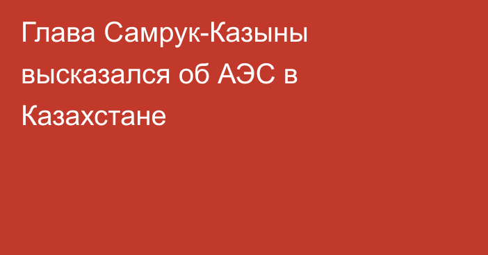 Глава Самрук-Казыны высказался об АЭС в Казахстане