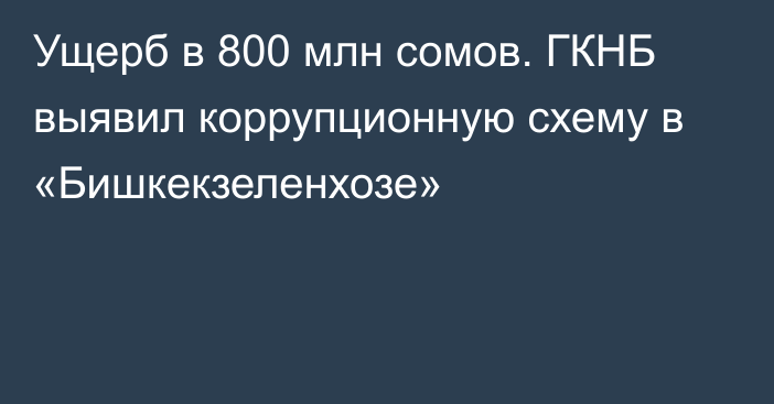 Ущерб в 800 млн сомов. ГКНБ выявил коррупционную схему в «Бишкекзеленхозе»