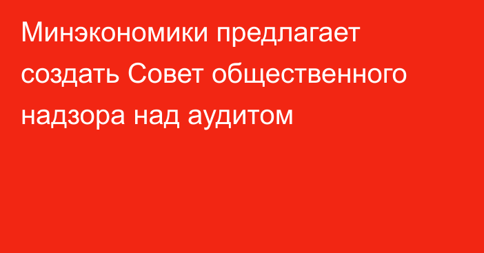 Минэкономики предлагает создать Совет общественного надзора над аудитом