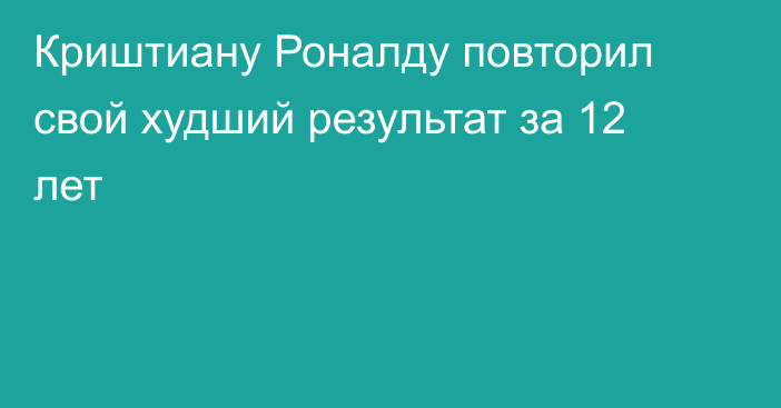 Криштиану Роналду повторил свой худший результат за 12 лет