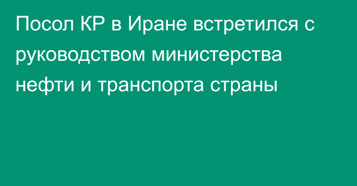 Посол КР в Иране встретился с руководством министерства нефти и транспорта страны