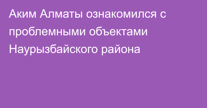 Аким Алматы ознакомился с проблемными объектами Наурызбайского района