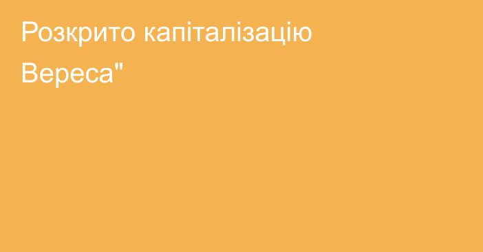 Розкрито капіталізацію Вереса