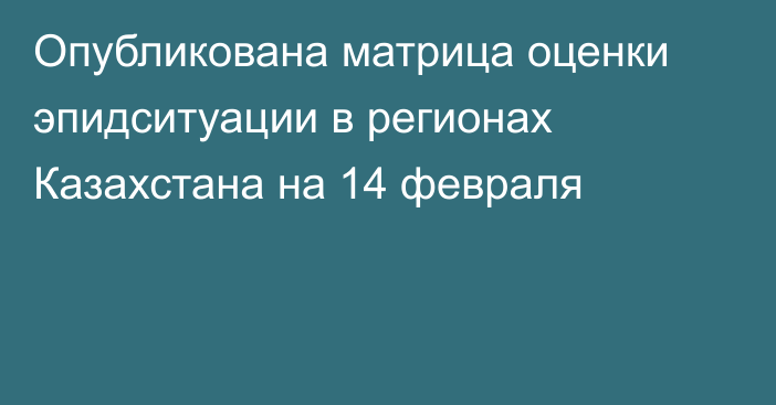 Опубликована матрица оценки эпидситуации в регионах Казахстана на 14 февраля