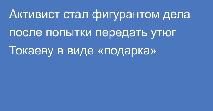 Активист стал фигурантом дела после попытки передать утюг Токаеву в виде «подарка»