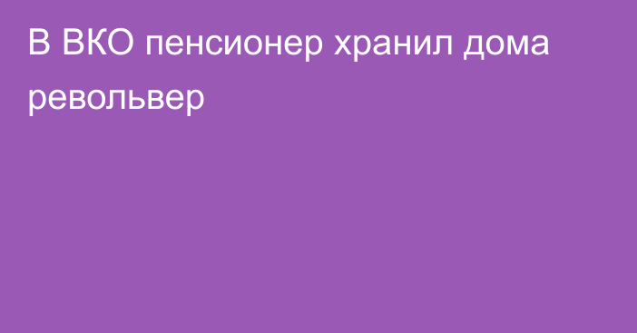 В ВКО пенсионер хранил дома револьвер