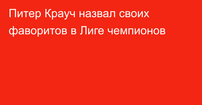 Питер Крауч назвал своих фаворитов в Лиге чемпионов