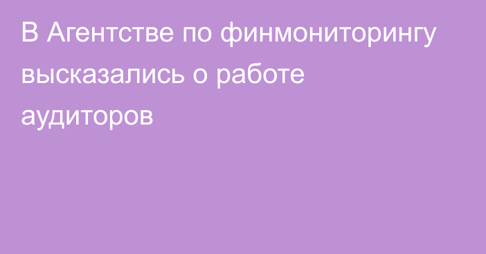 В Агентстве по финмониторингу высказались о работе аудиторов