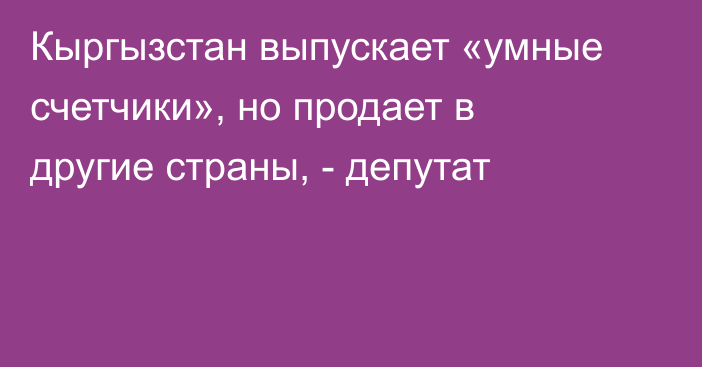 Кыргызстан выпускает «умные счетчики», но продает в другие страны, - депутат