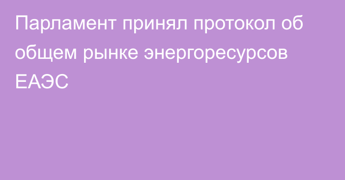 Парламент принял протокол об общем рынке энергоресурсов ЕАЭС