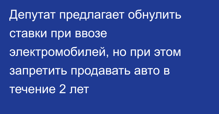 Депутат предлагает обнулить ставки при ввозе электромобилей, но при этом запретить продавать авто в течение 2 лет