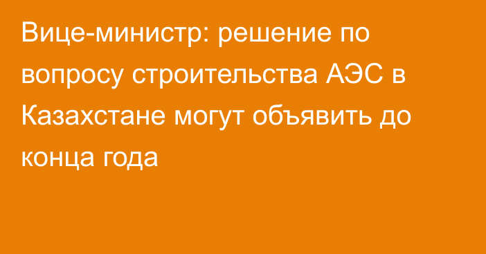 Вице-министр: решение по вопросу строительства АЭС в Казахстане могут объявить до конца года