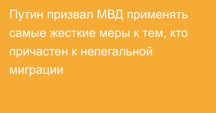 Путин призвал МВД применять самые жесткие меры к тем, кто причастен к нелегальной миграции