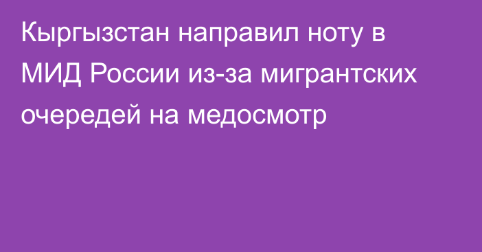 Кыргызстан направил ноту в МИД России из-за мигрантских очередей на медосмотр