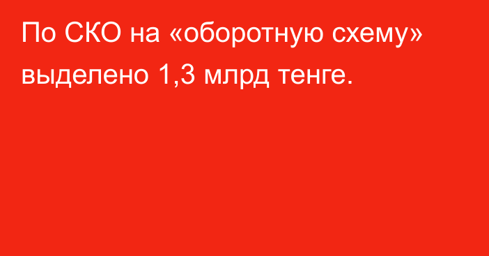 По СКО на «оборотную схему» выделено 1,3 млрд тенге.