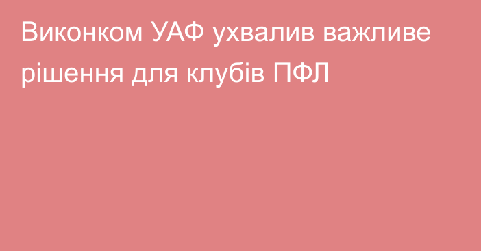 Виконком УАФ ухвалив важливе рішення для клубів ПФЛ