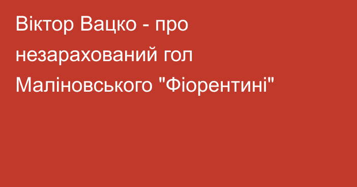 Віктор Вацко - про незарахований гол Маліновського 