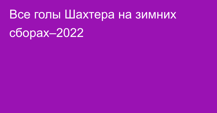 Все голы Шахтера на зимних сборах–2022