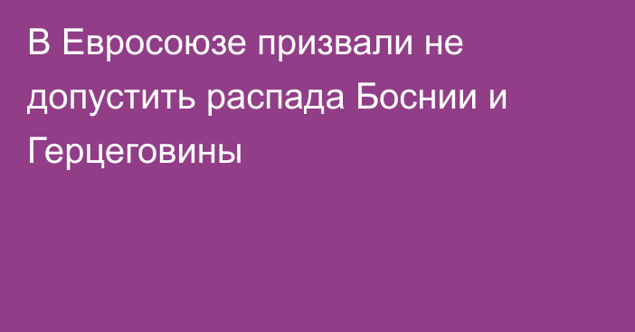 В Евросоюзе призвали не допустить распада Боснии и Герцеговины