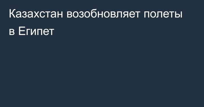 Казахстан возобновляет полеты в Египет