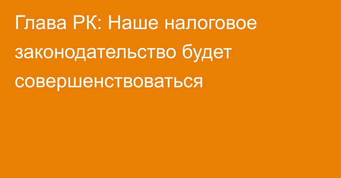 Глава РК: Наше налоговое законодательство будет совершенствоваться