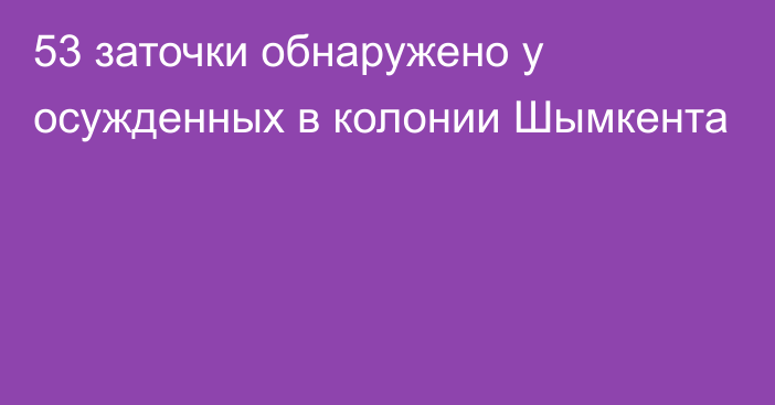 53 заточки обнаружено у осужденных в колонии Шымкента