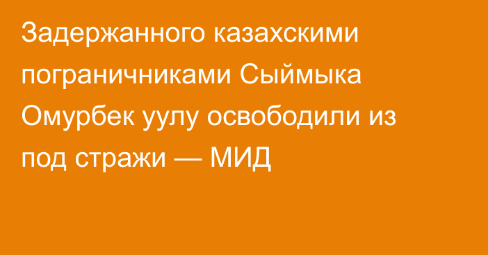 Задержанного казахскими пограничниками Сыймыка Омурбек уулу освободили из под стражи — МИД