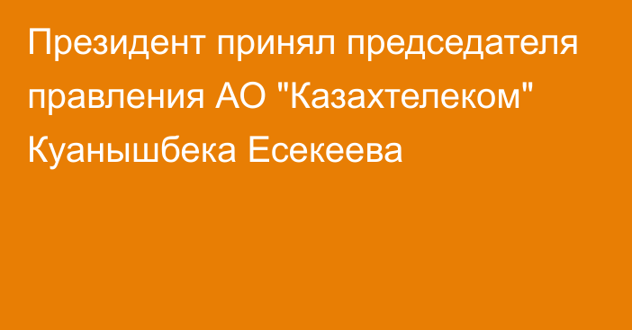 Президент принял председателя правления АО 