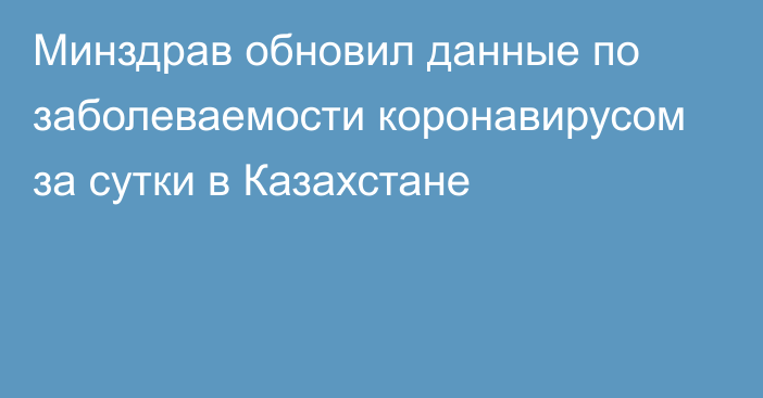 Минздрав обновил данные по заболеваемости коронавирусом за сутки в Казахстане