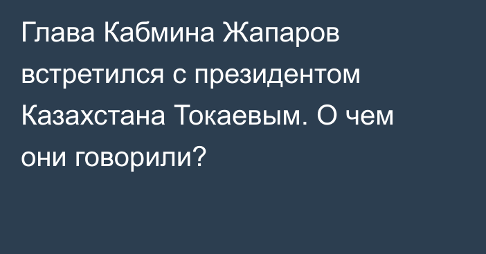 Глава Кабмина Жапаров встретился с президентом Казахстана Токаевым. О чем они говорили?