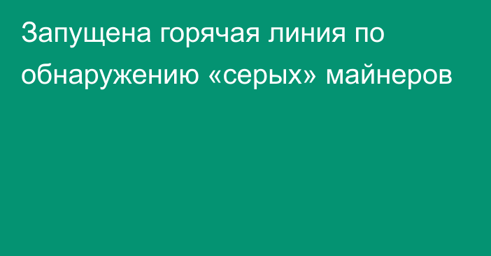 Запущена горячая линия по обнаружению «серых» майнеров