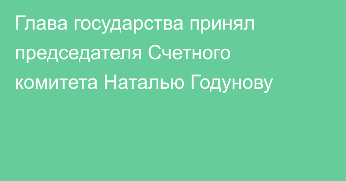 Глава государства принял председателя Счетного комитета Наталью Годунову