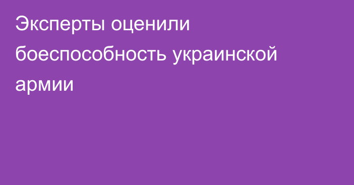 Эксперты оценили боеспособность украинской армии